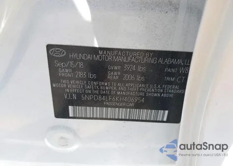 2019 Hyundai Elantra Sel from USA, damaged, VIN 5NPD84LF6KH406954